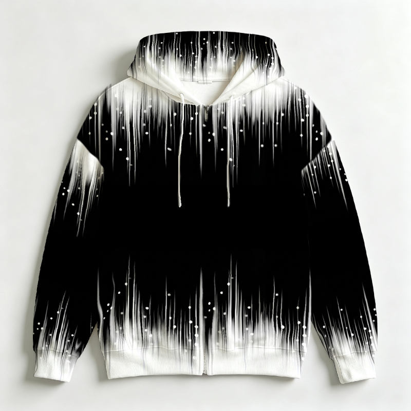 Street Fashion Definition - メンズジップアップフーディー 3Dグラデーション抽象プリント ドローストリング 長袖カジュアルスウェットシャツ 男性用アウターウェア