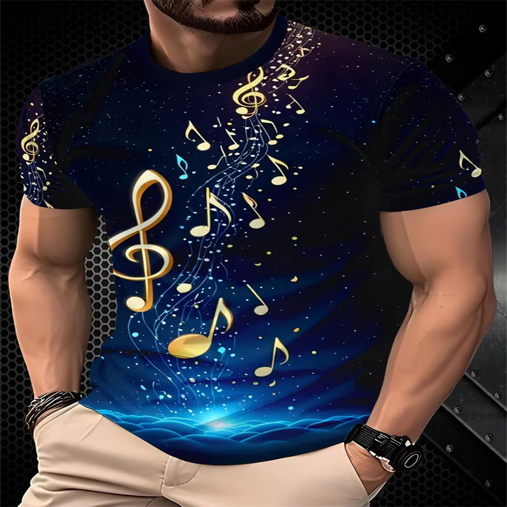 新しいファッション夏 3D 高精細プリント音楽記号と音符パタ - Street Fashion Definition のレビューと価格