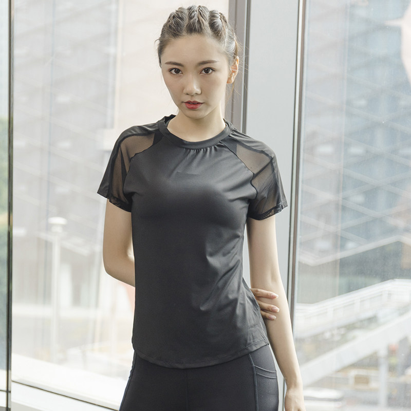 サマースポーツ半袖レディースメッシュ速乾性通気性ヨガトップス - Mesh Top Layering のレビューと価格