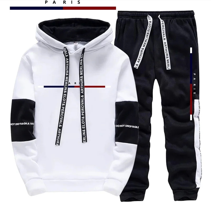 パリ風プリント柄のメンズセットアップ／パーカー／パンツ。秋の - Street Fashion Paris のレビューと価格