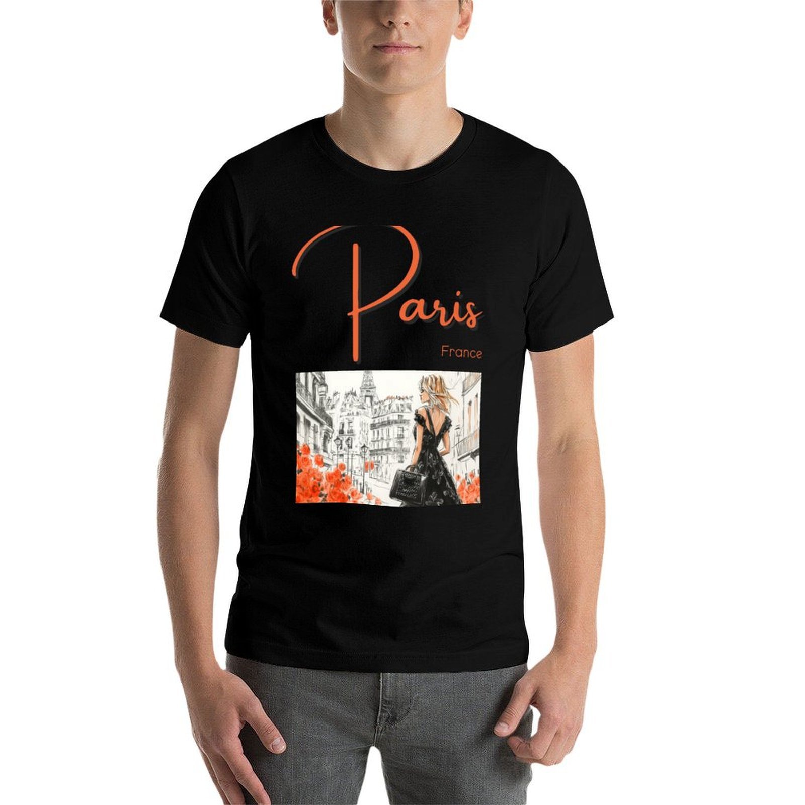 パリの街を歩くファッションモデル - フランスTシャツ、夏用 - Street Fashion Paris のレビューと価格