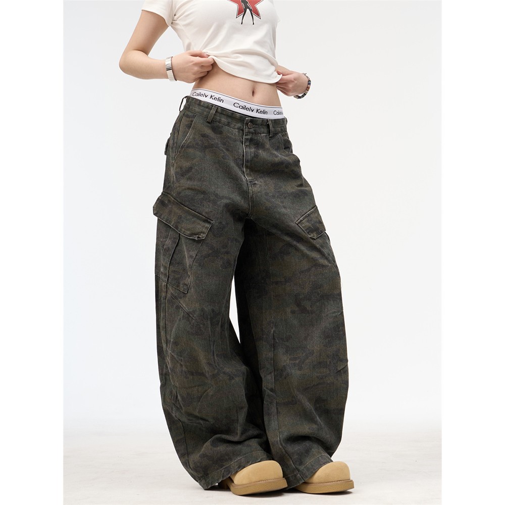 迷彩柄の作業用パンツ。ユニセックスで、クールなストリートスタ - Street Fashion Hip Hop のレビューと価格