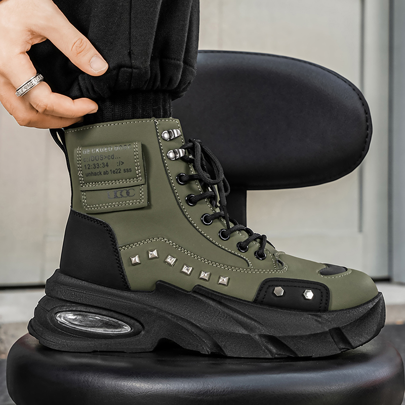 メンズファッション、リベット装飾、レザー素材、高級感のあるデ - Street Fashion Hip Hop のレビューと価格