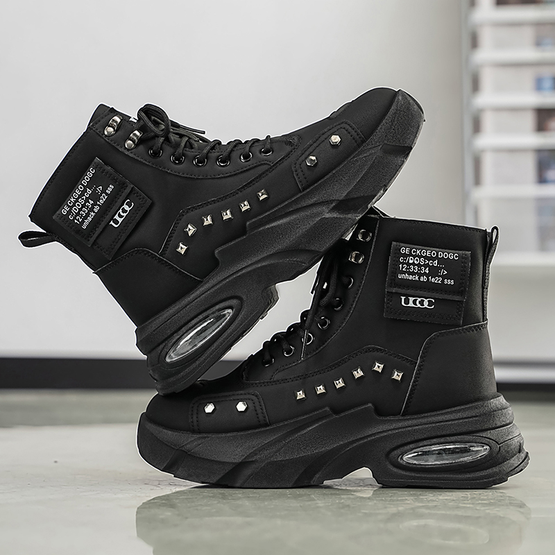 メンズファッション、リベット装飾、レザー素材、高級感のあるデ - Street Fashion Hip Hop のレビューと価格