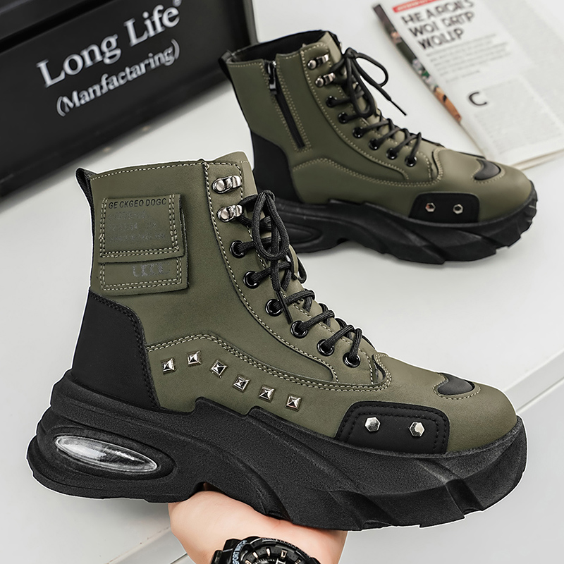 メンズファッション、リベット装飾、レザー素材、高級感のあるデ - Street Fashion Hip Hop のレビューと価格